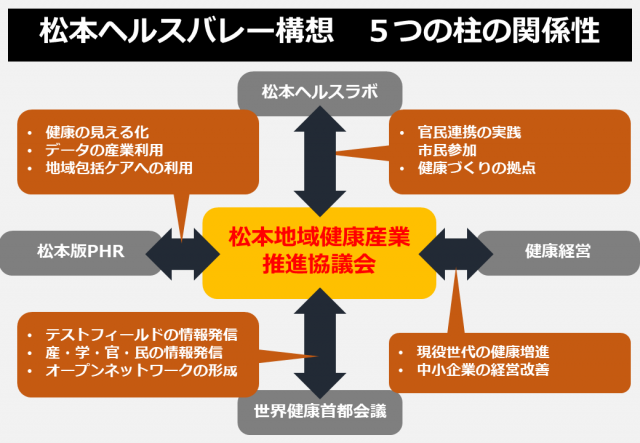 松本ヘルスバレー構想　５つの柱の関係性